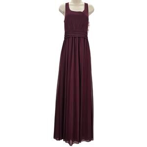 Birdy Grey Womans size L Jan Mesh Tank Chiffon Maxi Dress Gown Cabernet NEW